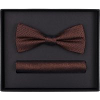 Venti Set Fliege, Einstecktuch orange, Gemustert